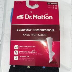 Dr.‎ Motion Everyday Compression Black Knee-High Socks New With Tags
